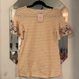 Striped embroidered top
